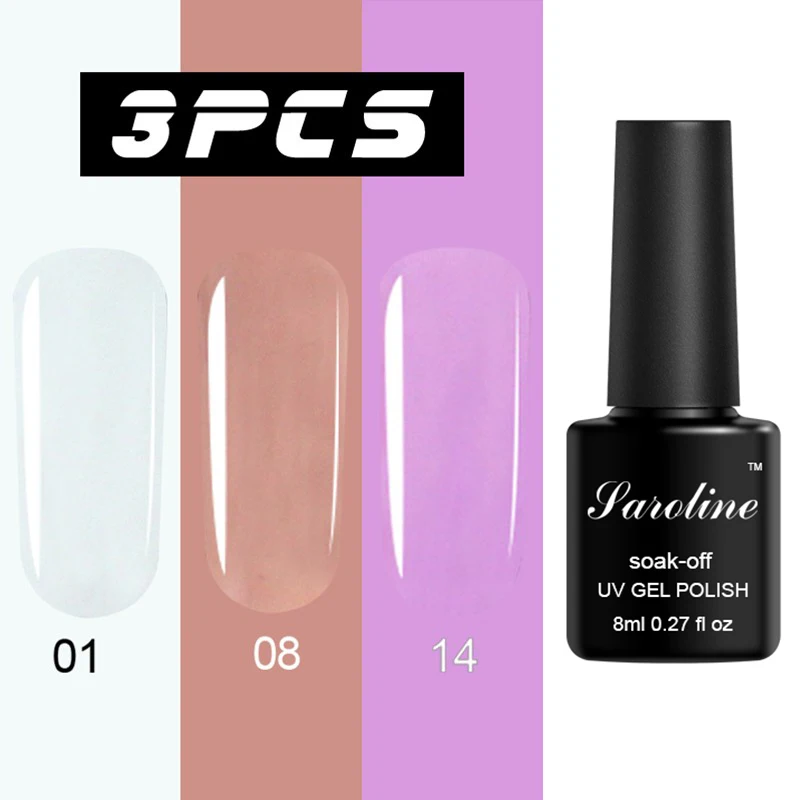 01-08-14 Saroline 3 шт. 8 мл обычные цвета серии Гель-лак для ногтей отмачиваемый УФ светодиодный Гель-лак для ногтей, маникюр Гель-лак для маникюра - Цвет: 01-08-14