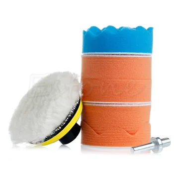 

Hot New 7 Pcs Auto Car 3" Buffing Pad Polishing Wheel Kit Buffer +Drill Adapter M14 Car-Styling