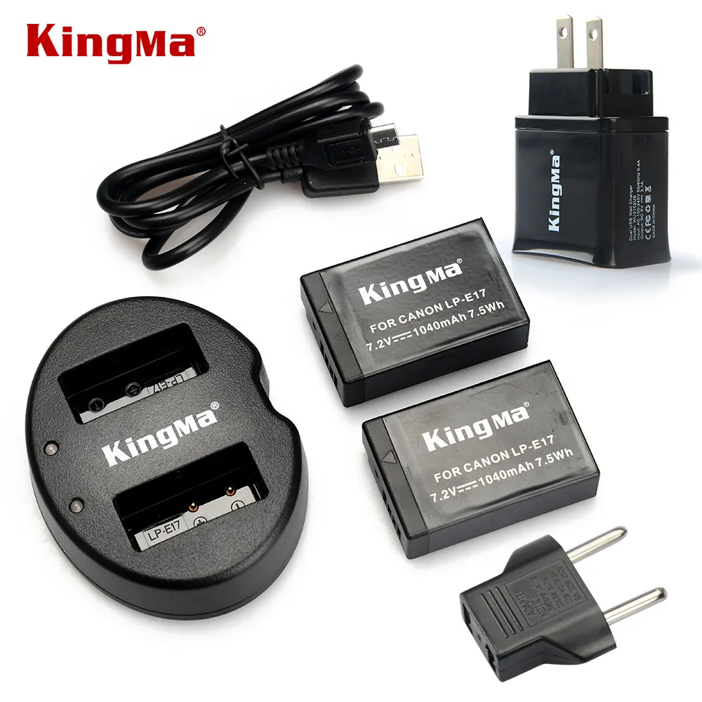 KingMa LP E17 LPE17 LP E17 Battery (2 pack) + USB Dual Charger for