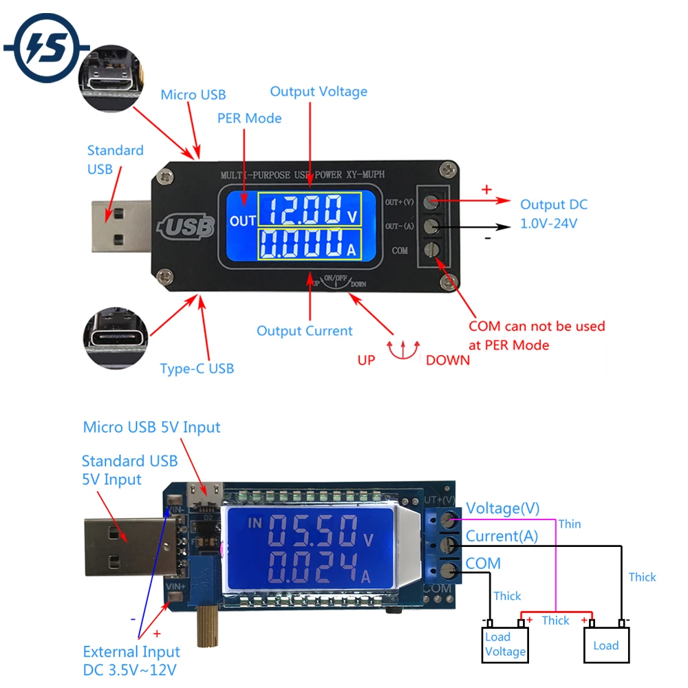 Понижающий USB модуль питания Регулируемый понижающий преобразователь 5 режимов