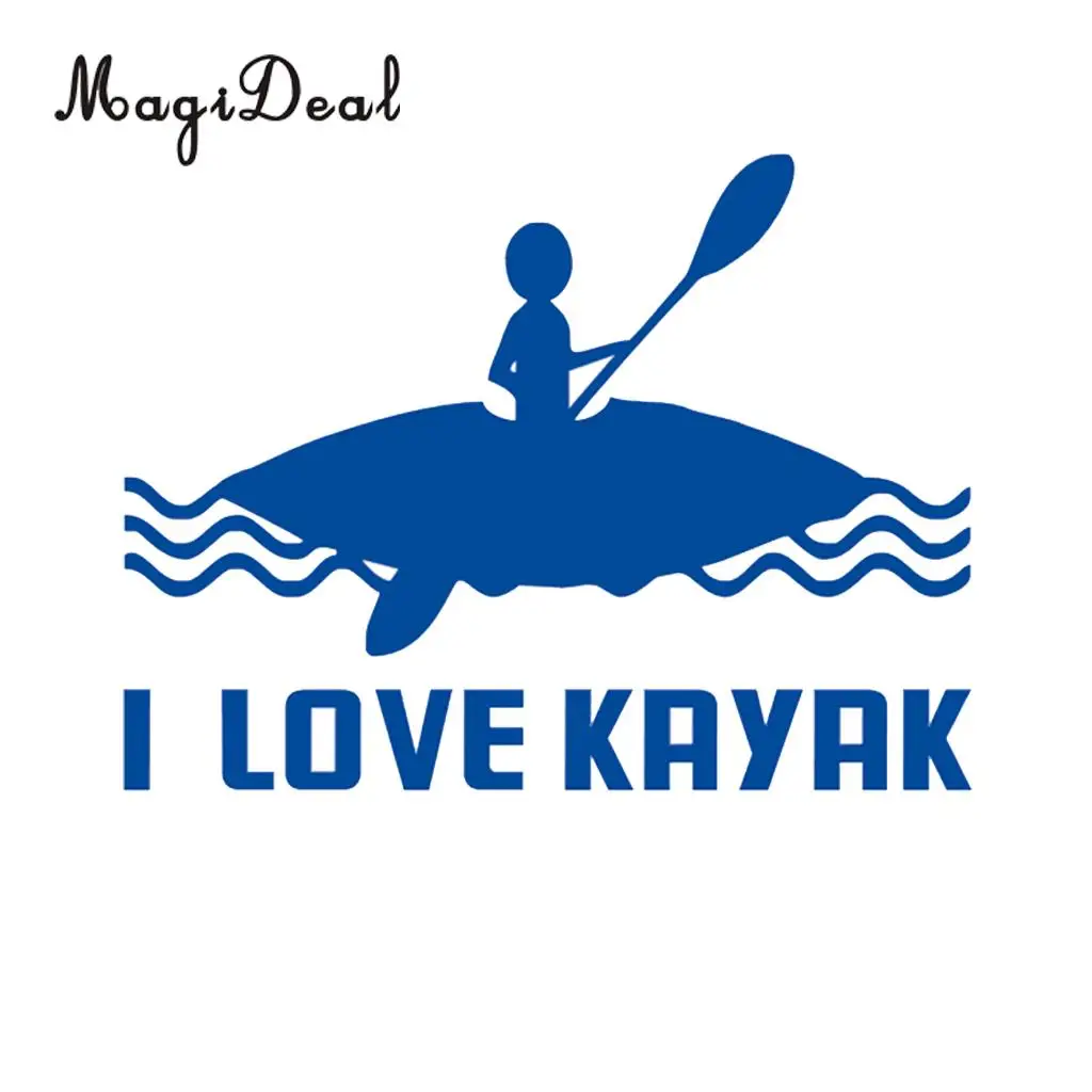 MagiDeal Waterproof 1Pc I LOVE KAYAK Kayak Canoe Stickers for Rowing Boat Funny Decal Cars Window Outdoor Surface Applications