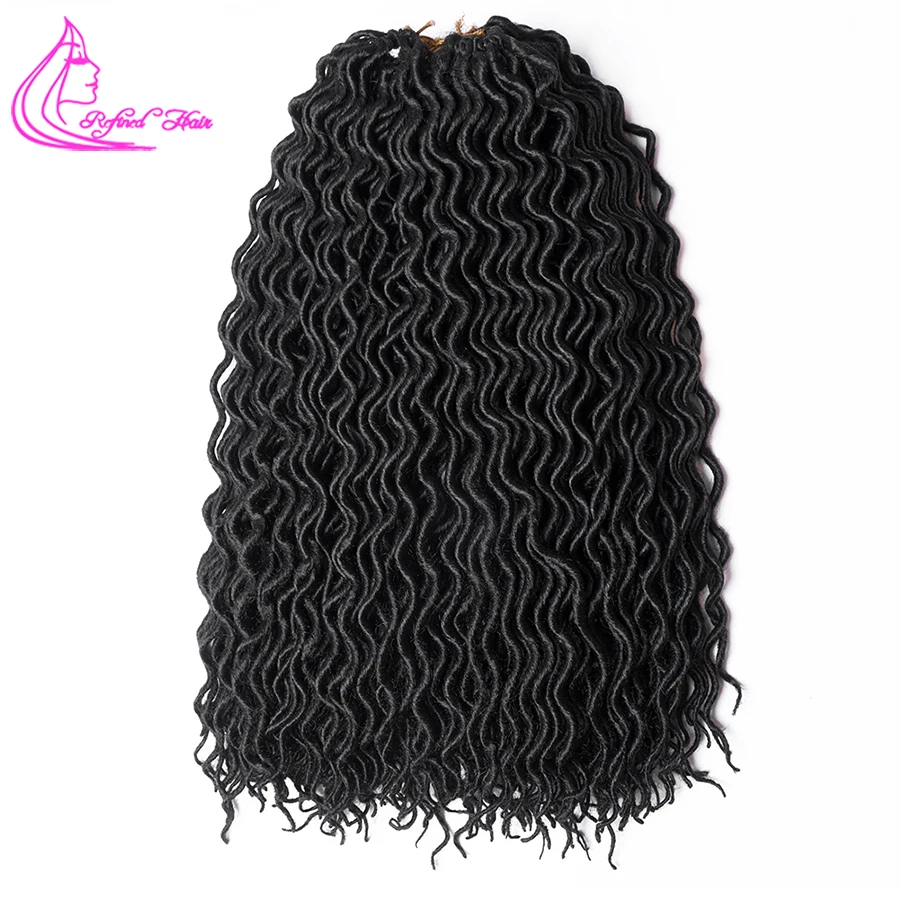 Утонченные 18 дюймов 24 пряди крючком богиня Faux Locs Curly вязание крючком Наращивание волос Синтетические волосы для косы цветные богемные Locs