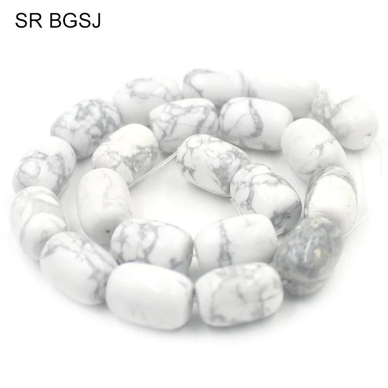 

Free Shipping 13X18mm Natural Gems Stone Column Beads Jewelry Making DIY White Turquoises Howlite Beads 15"