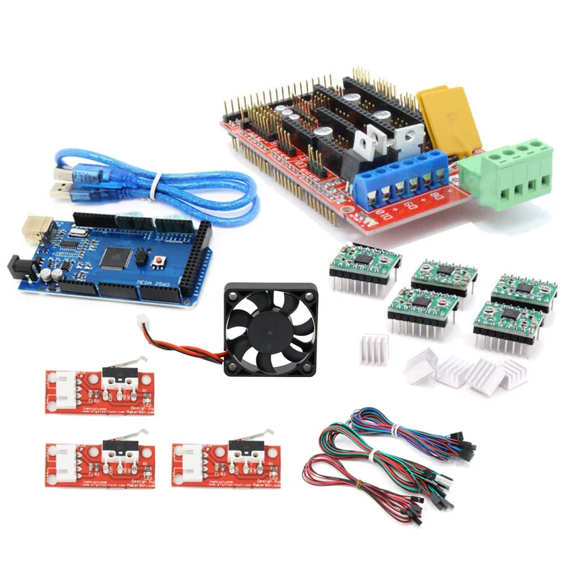 1 шт Мега 2560 R3 для arduino + 1 шт ПЛАТФОРМЫ 1,4 контроллер + 5 шт A4988 шагового драйвера + 3 шт фиксатор + 5 шт радиатора 3D-принтеры комплект