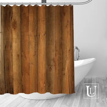 

Custom Old Wood shower curtain new large European & American style print edition polyester shower curtain