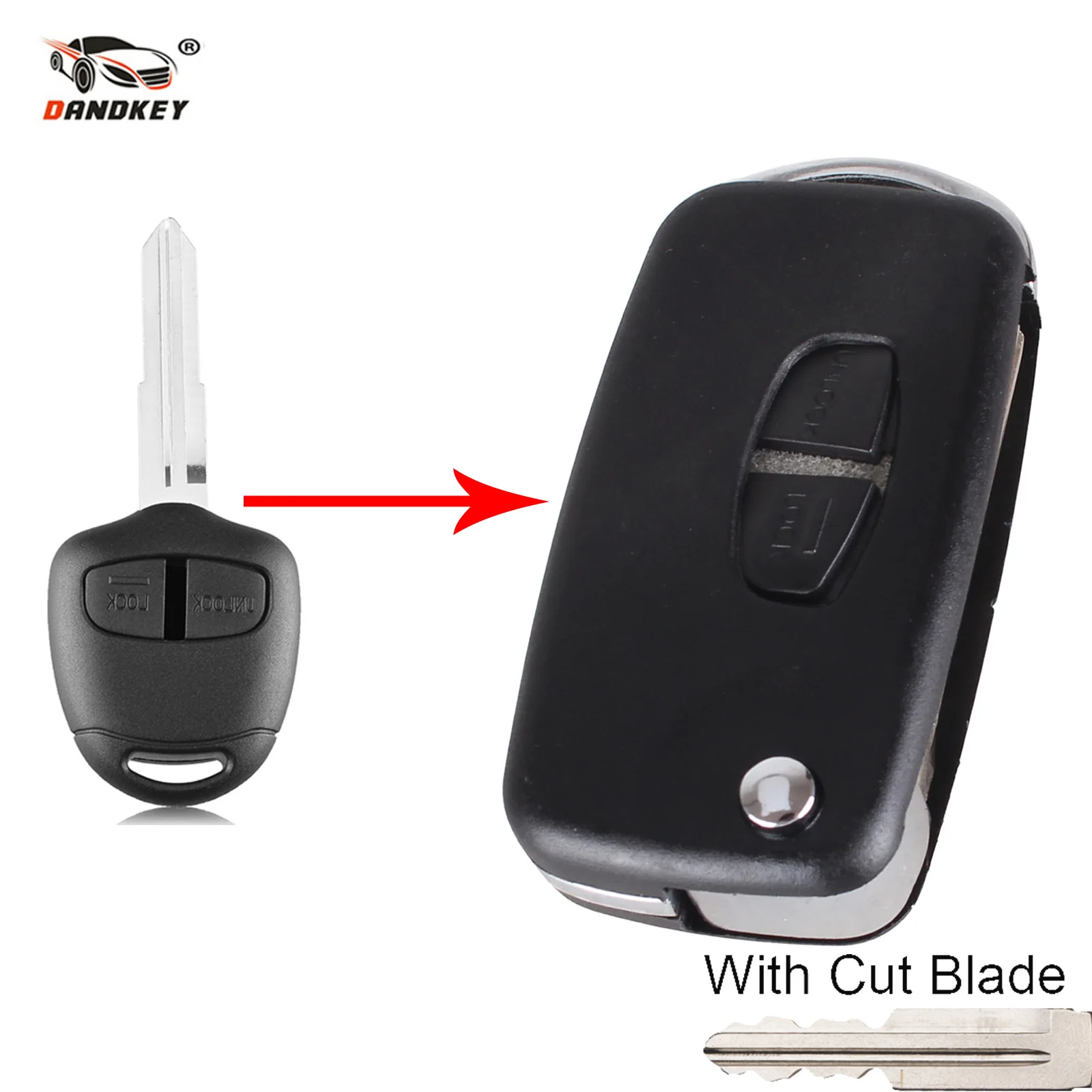 Чехол-книжка DANDKEY Cut/Uncut Blade с 2 кнопками складной чехол-брелок для Mitsubishi Outlander Lancer