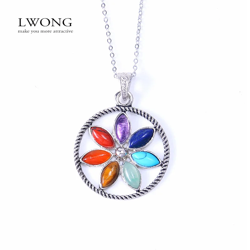 

2016 New Natural Stone Reiki Chakra Pendant Necklace Women Healing Crystals Moon Necklaces Semi-Precious Stone Jewelry 22 Design