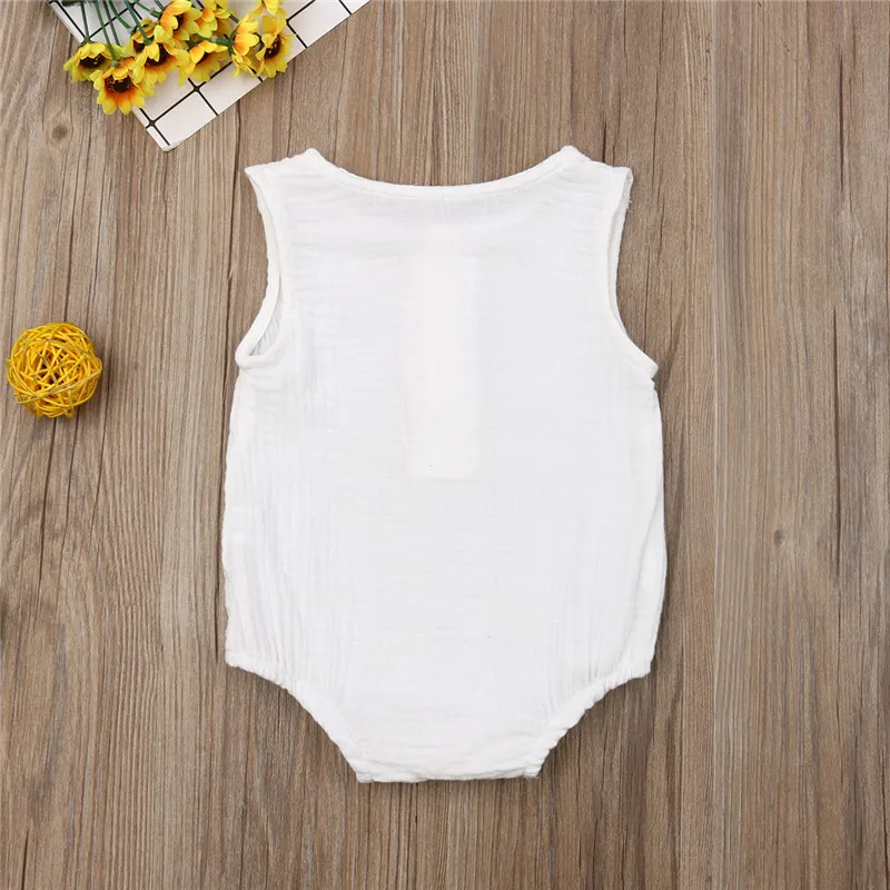 carters baby bodysuits	 Baby Boys Romper Summer Infant Unisex Newborn Button Sleeveless Girls Solid One-pieces Jumpsuit Baby Cotton Linen Clothes Outfit Cotton baby suit