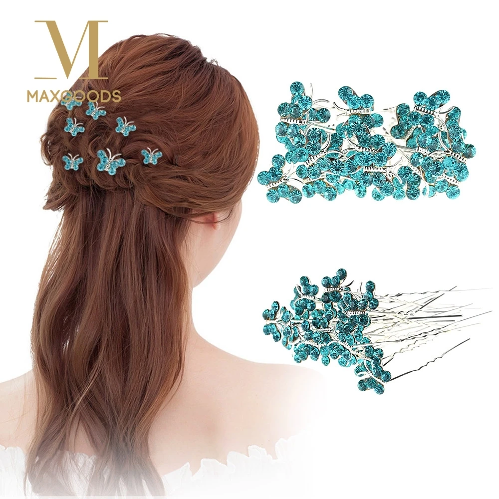 20 Pcs Crystal Rhinestone Butterfly Hair Pin Clips Women Wedding Bridal Hair Jewelry Accessories ...