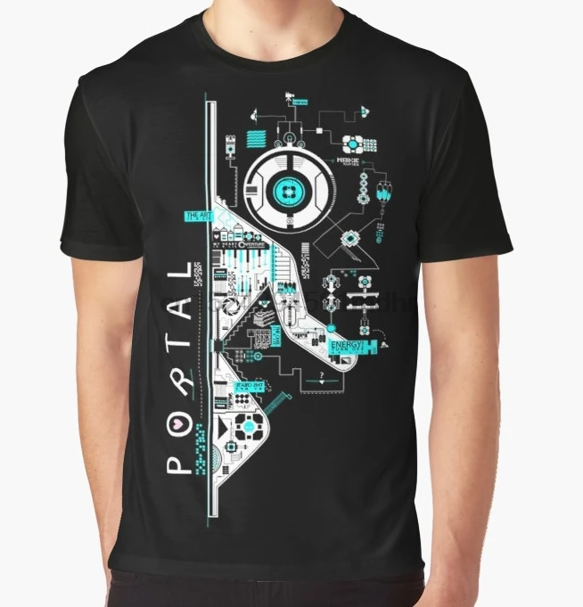 

All Over Print T-Shirt Men Funy tshirt Portal 2 Art Short Sleeve O-Neck Graphic Tops Tee women t shirt