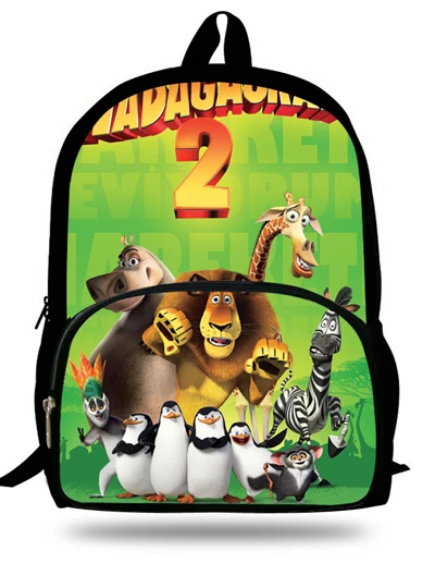 16-дюймовый Mochila сумка «Мадагаскар» с изображением мультипликационных персонажей для детей спальные мешки подарка для От 7 до 13 лет мальчиков школьная сумка для детей школьный рюкзак мочила для eenino - Цвет: Бежевый