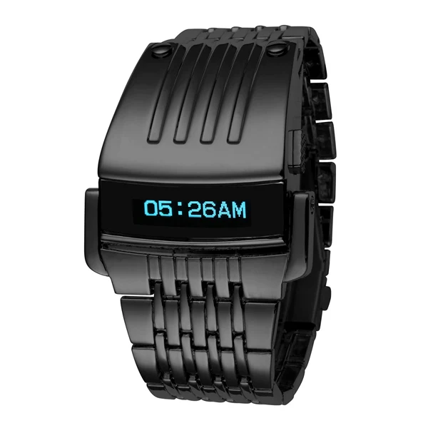 

Fashion Luxury Iron Man watches Conception Blue Red LED Mens Stainless Steel Wrist Watch Relogio Masculino Gold Black Silver