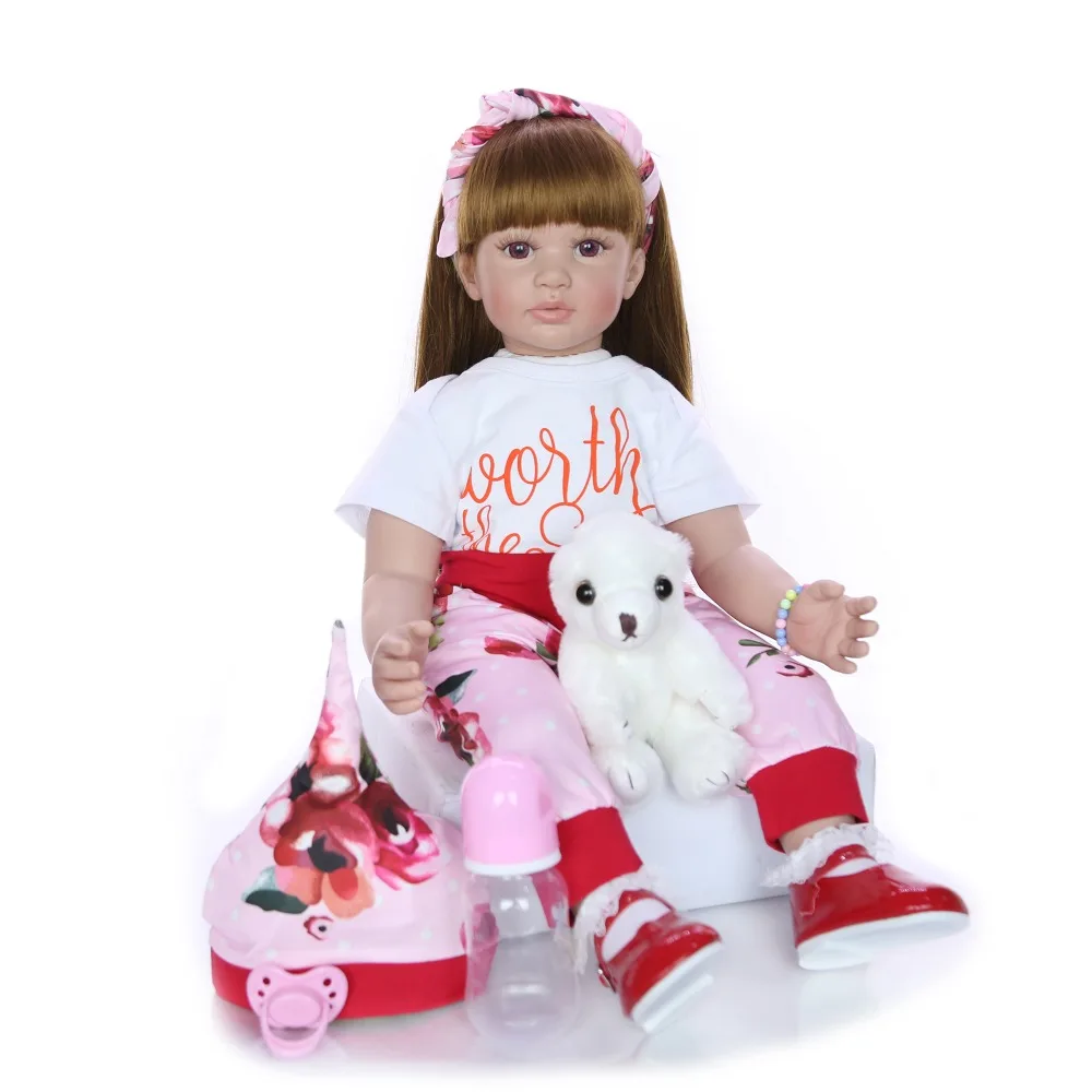 Fashion 24 Inch Reborn Baby Doll 60 cm Silicone Soft Realistic Princess Girl Babies Doll Toy Ethnic Doll For Children's Day Gift