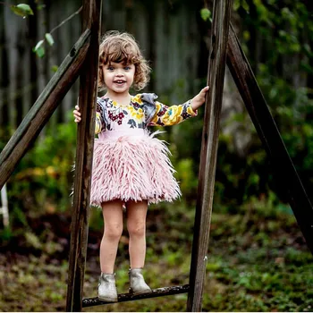 

Toddler Girls Tutu Skirt Children Clothing Kids Faux Fur Petti Skirt Baby Girls Clothes Pink Pom Pom Tutu Skirts D1136