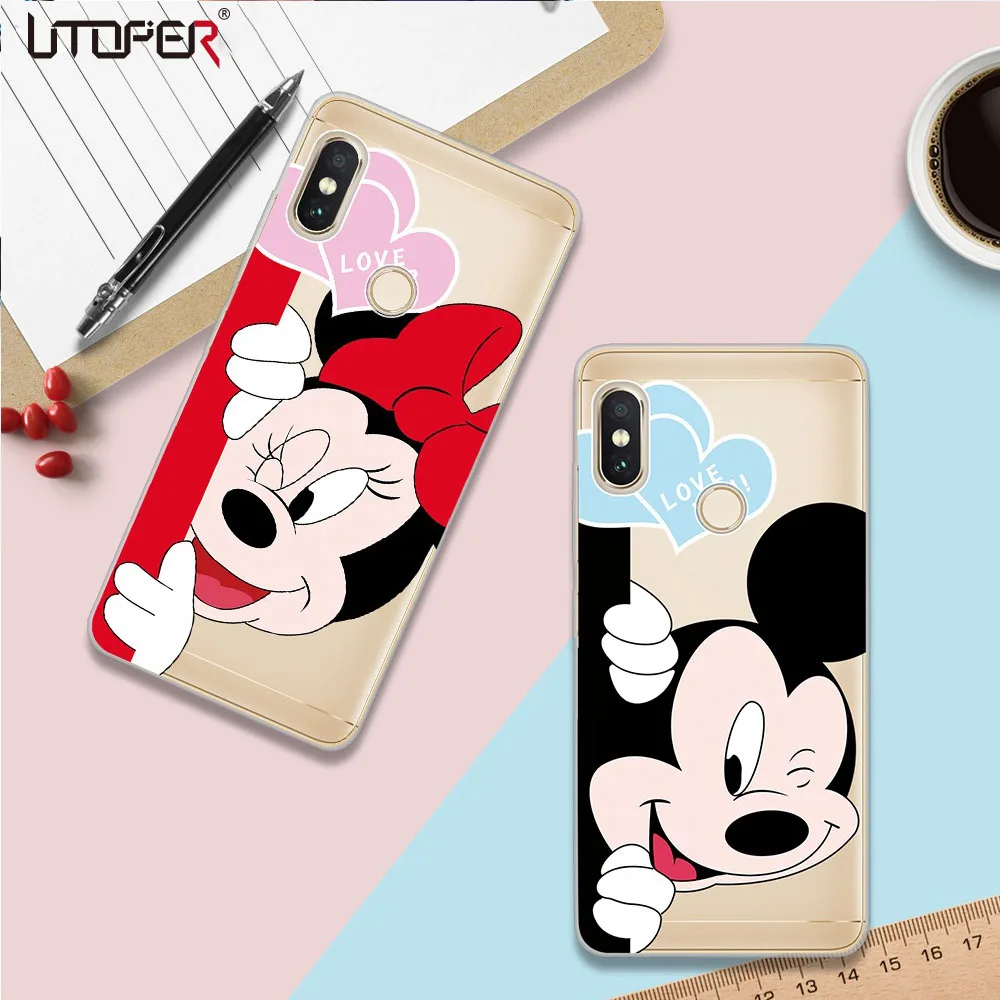 UTOPER Mouse Shell For Xiaomi Redmi Note 5 Pro Case Silicone Mickey Phone Cover 5.99 inch |