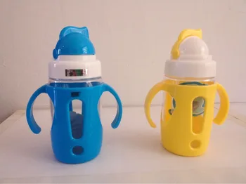 

1PC baby Water Bottle 350ML With Straw Plastic Drinking Bottles BPA Free Lovely Cartoon Portable Camping bottle KM 3101