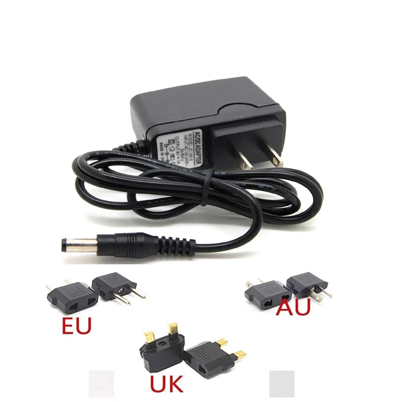 

Адаптер преобразователя переменного тока DC 9V0.6A зарядное устройство US EU AU UK Штекер 5,5 мм X 2,1 мм 600mA