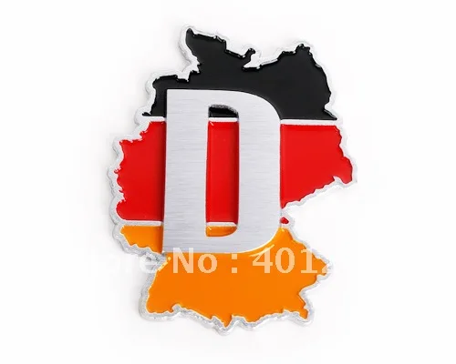 NEW 3D Aluminum Alloy Badges Emblem D Germany Map Flag badge top quality