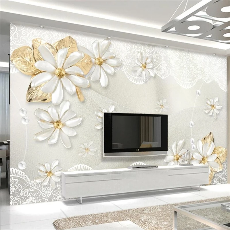 Beibehang Papel デ Parede カスタム壁紙 3d 壁画ラグジュアリーヨーロッパジュエリーレース花 3d 背景壁紙 Papel デ Parede Tv Background Wallpaper Background Wallpaperwallpaper For Walls Aliexpress