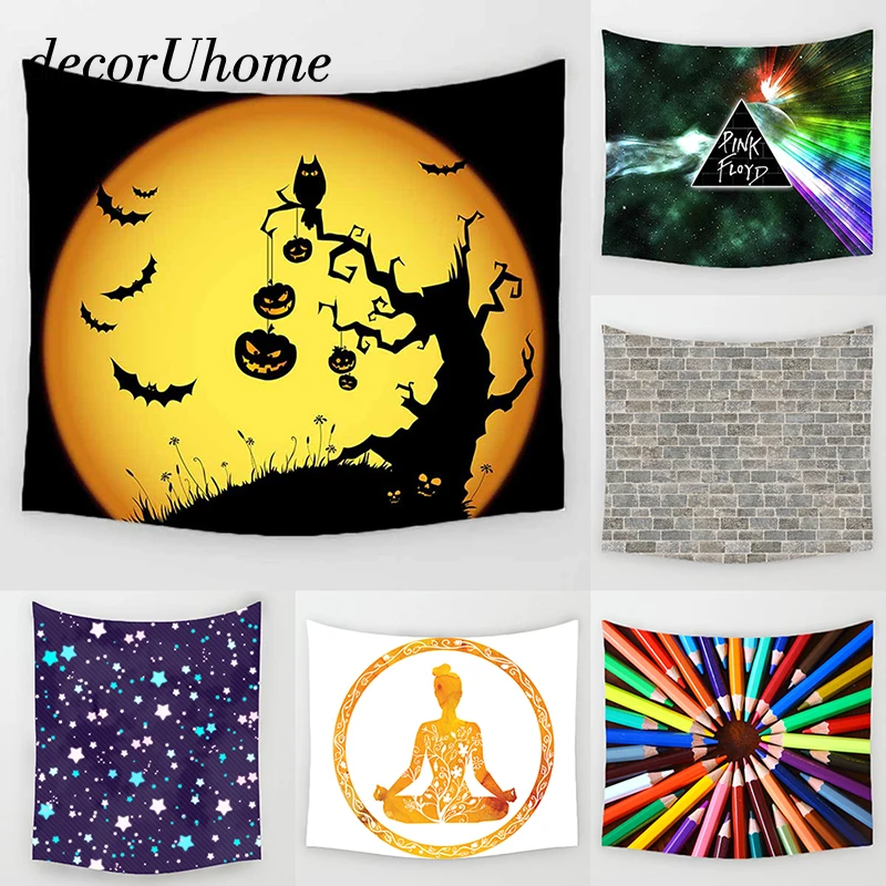 

DecorUhome Halloween Tapestry Wall Hanging Decor Crayon Star Wall Print Carpet Home Decor Hanging Living Printing Wall Tapestry