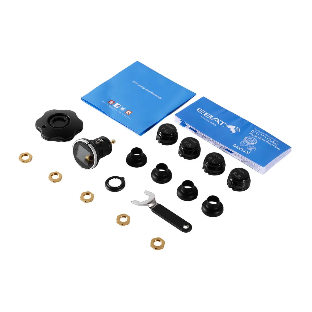 

Car Tyre Tire Pressure Monitor System Gauge + 4 Wireless External Sensors Temperature Pessure Alarm Safety Cigarette Lighter