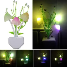 Mushroom Colorful LED Night Lights Dusk To Dawn Sensor Light Control Auto On/OFF Wall Lamp With EU/US Plug For Baby Home Decor