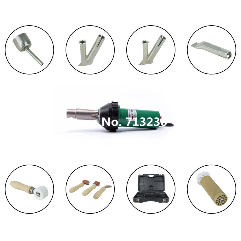 

Free Fast shipping 12 in 1 1600W Hot Air Torch Plastic Welding Gun Welder Pistol+2x Speed Nozzle+Roller Set