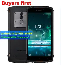 Новый DOOGEE S55 Оперативная память 4G B Встроенная память 6 4G B 5,5 "водонепроницаемый мобильный телефон с IP68 mtk6750t восемь ядер Android 8,0 13MP сканер