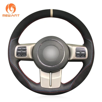 

MEWANT Black Leather Black Suede Car Steering Wheel Cover for Jeep Grand Cherokee 2011-2013 Compass Wrangler Patriot 2011-2016