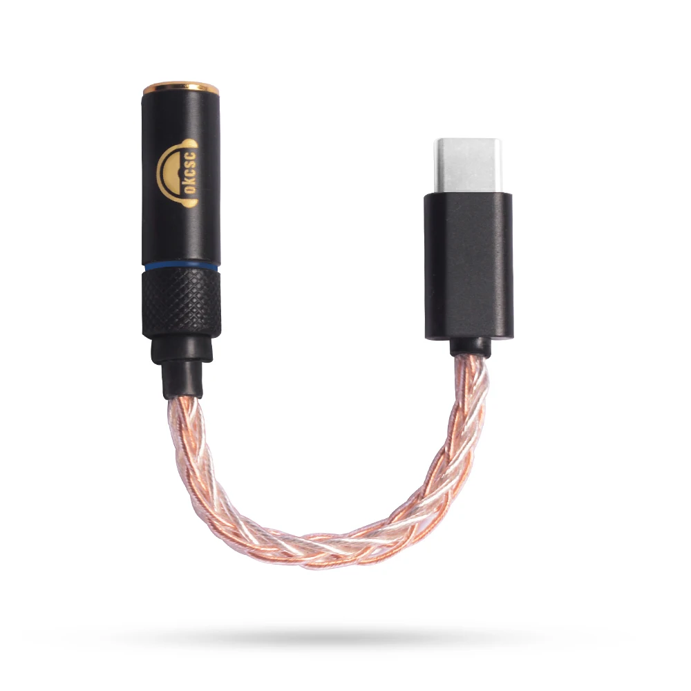 

OKCSC 8 Cores Digital Type-c Adapter Cable To 2.5mm 4.4mm Balanced Female Interface 3.5mm Mum Audio Copper&Silver for Google Pix