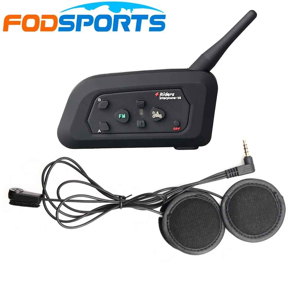 Гарнитура Fodsports V4 Для мотоциклетного шлема 1 шт. bluetooth Интерком 4 гонщика говорящие