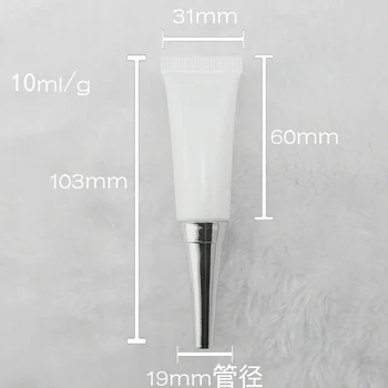 

10G Plastic Cosmetic Soft Tubes / White Tube With Sliver Nozzle Cap/ Cream Tube