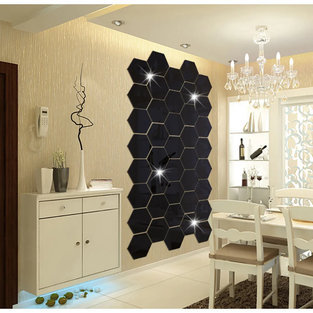 

7Pcs Hexagon Acrylic Mirror Wall Stickers Removable DIY Art Wall Decor Decals Home Decor Living Room Mirrored Decorative Sticker