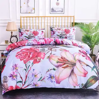 

ZEIMON Plant Comforter 2/3pcs HD Printing Flowers Home Decoration Duvet Cover Set And Pillowcase Polyester Home Textiles