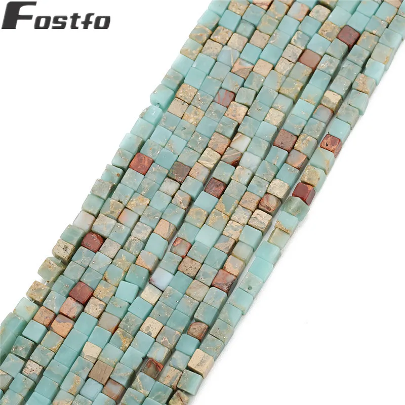 

Fostfo 1strand Natural Snake Stone Energy Square Beads 4mm 5mm 6mm Green Color Beads Accessories For Bracelets Jewelry Making
