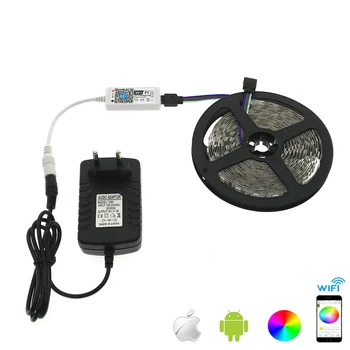 

LED Strip Set 5050 RGB 5M/300LED Flexible Strip Light Phone App Control MIni Wifi RGB Controller 12V 3A Power Adapter