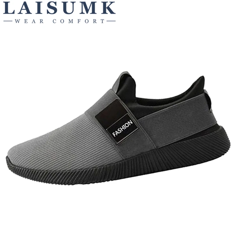 

LAISUMK Casual Shoes Men Sneakers Breathable Fashion Shoes Male Slip On Walking Shoes Black Sneakers Shoes Solid Men Footwear