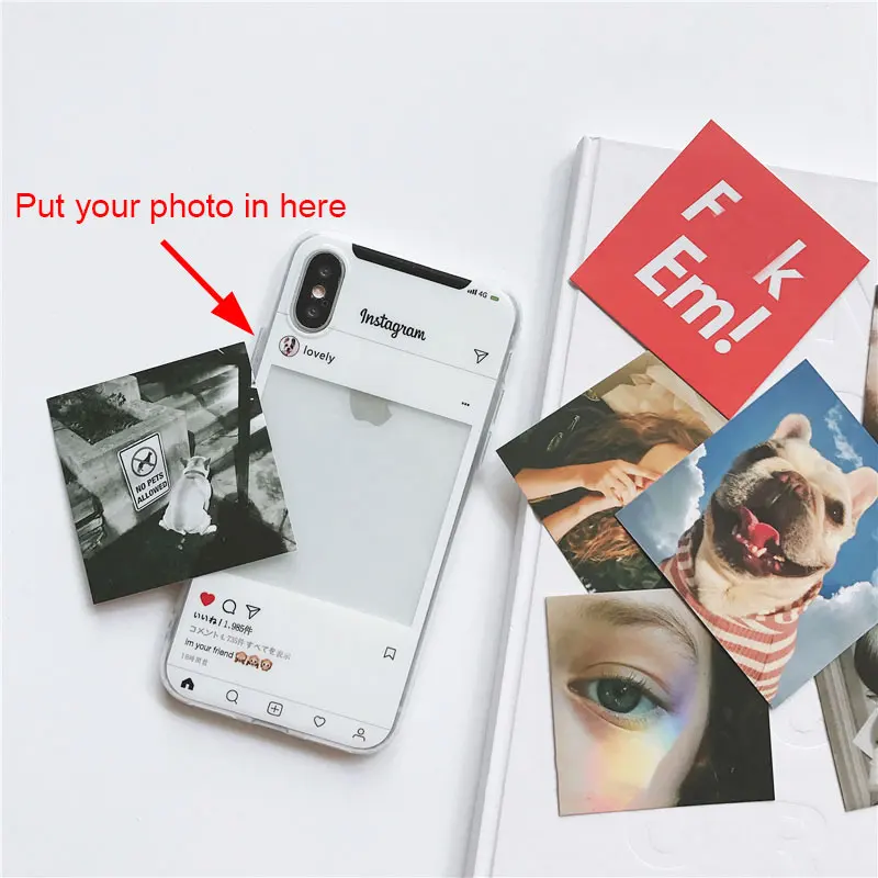 

Creative DIY Photo Card Slot TPU Phone Case For iPhone X 10 7 8 Plus Fashion Silicone Protective Cover For iPhone 6 S 6S Plus