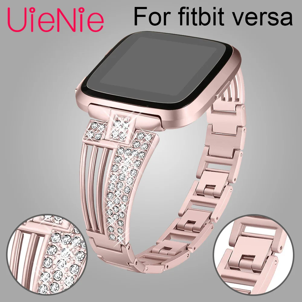 

Girls Deluxe Diamond Strap for Fitbit Versa Smart Watch Replacement Wristband Aluminum Bracelet Accessories for Fitbit Versa