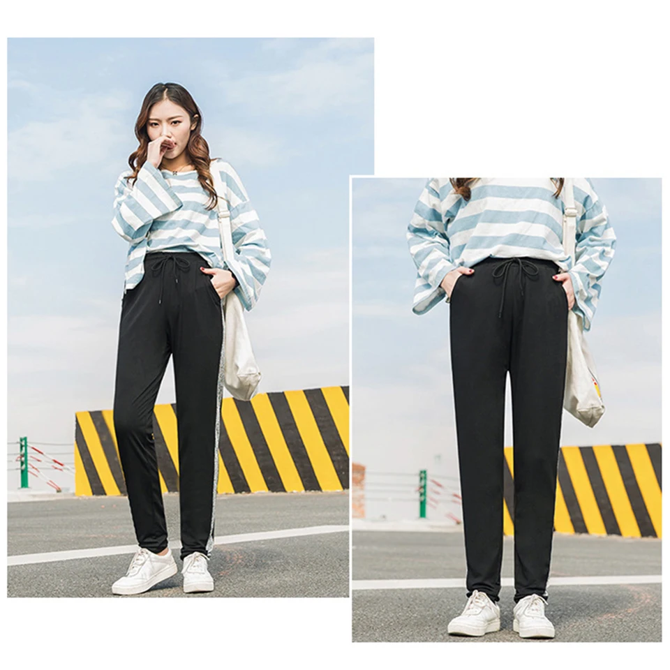 ZYFPGS 2019 Hot Sweatpants Gray Stitching Pants Patchwork Stripes Women's Pants Hip Hop Fashion Casual Loose Plus Size 4XL Z1118 ZYFPGS 2019 Hot Sweatpants Gray Stitching Pants Patchwork Stripes Women's Pants Hip Hop Fashion Casual Loose Plus Size 4XL Z1118
