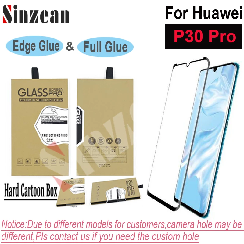 

50pcs Sinzean For Huawei P30 Pro 3D Full Covered Tempered Glass For Huawei P30 Pro Full Glue Screen Protector Film with package