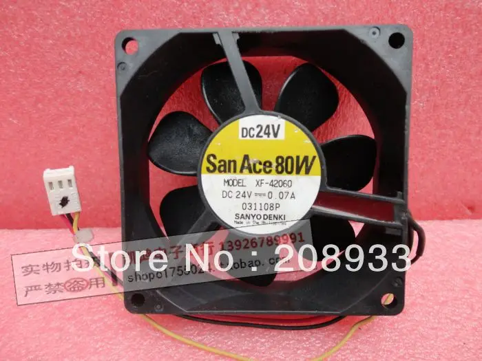 

For SAN ACE 80W For SANYO 24V 0.07A XF-42060 8025 8CM waterproof inverter fan+cooling fan