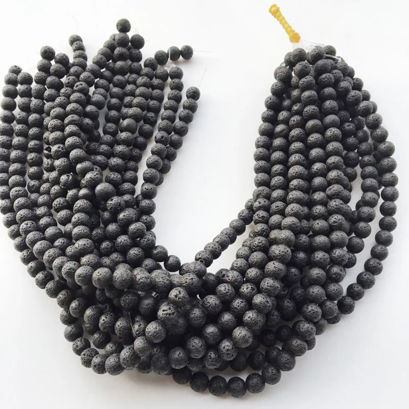 46pcs/lot 8MM Black Lava Natural Stone Volcanic Rock Beads DIY Making Essential Oil Diffuser Bracelet Necklace Jewelry