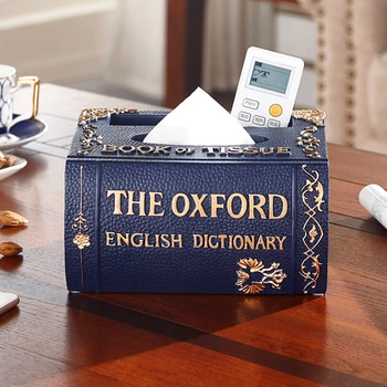 

Creative Book Shape Tissue Box Remote Control Resin Organizer Storage Case Living Room Coffee Table Retro Office Desk Decoration