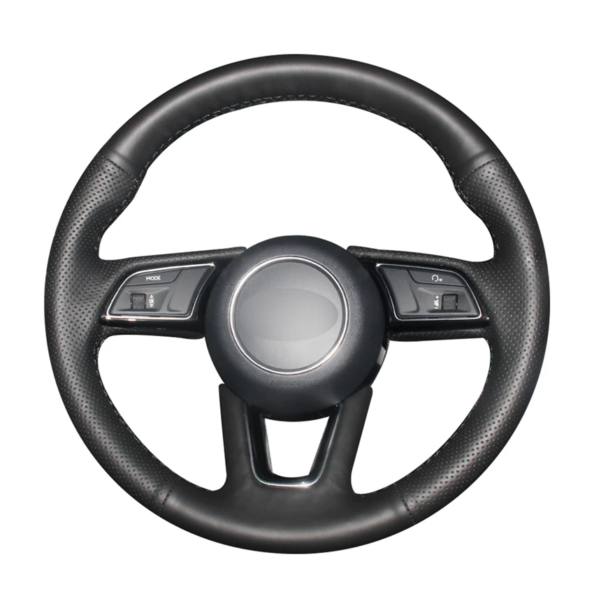 

Hand-stitched Black PU Artificial Leather Car Steering Wheel Cover for Audi A1 (8X) Sportback A3 (8V) A4 (B9) Avant A5 (F5) Q2
