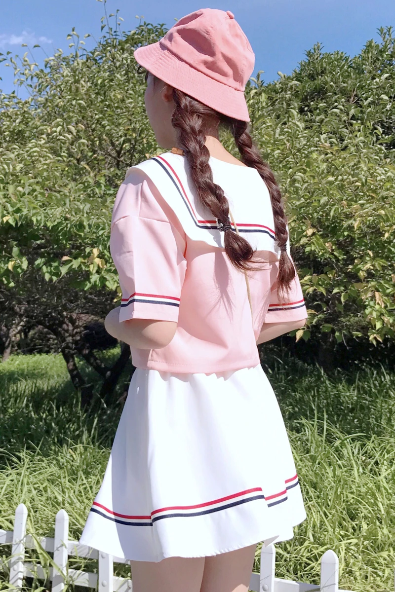 Японская школьная форма для девочек, матросские Топы+ юбка в морском стиле, одежда для девочек, большие размеры, Lala, костюмы для болельщиц