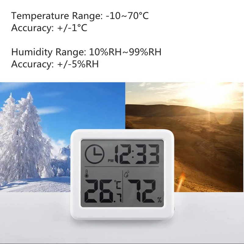 3,2 ''HD lcd цифровой термометр-гигрометр часы Внутренний температурный монитор измеритель влажности детектор с батареей