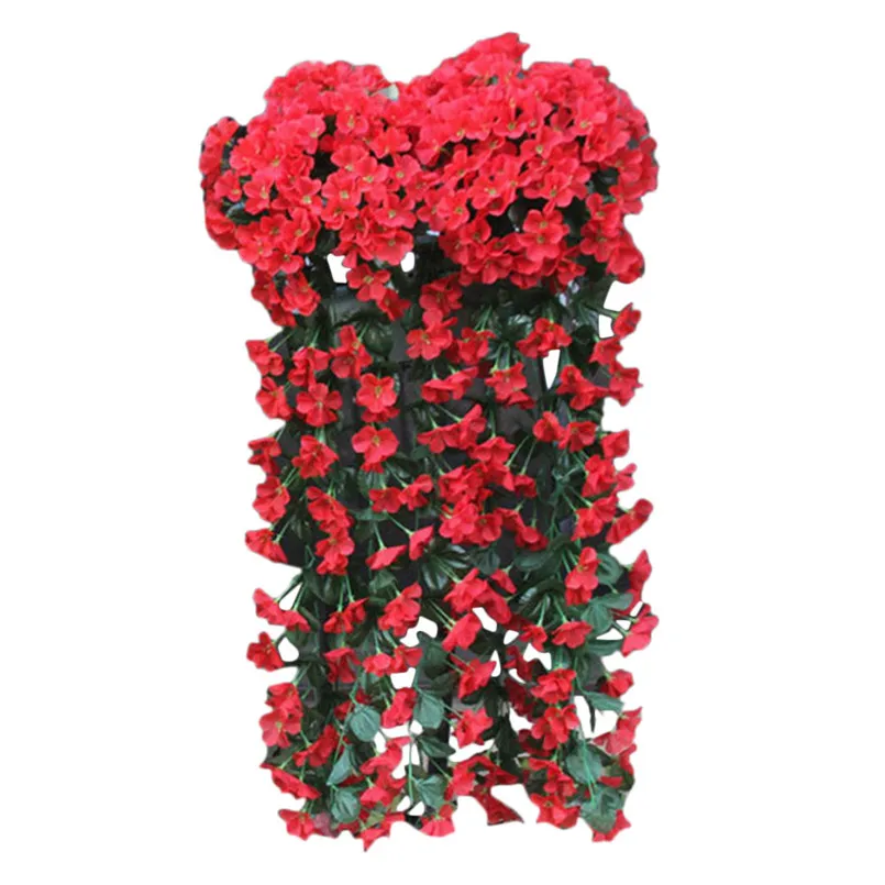  Hanging Flowers Artificial Violet Flower String Wall Wisteria Basket Hanging Garland Vine Flowers Fake Silk Orchid #3A08 (23)
