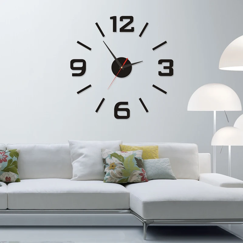 

2019 New Wall Clocks Acrylic Mirror Digital Watch Horloge 3d Modern Wall Sticker Home Decoration Living Room Quartz Watch Needle