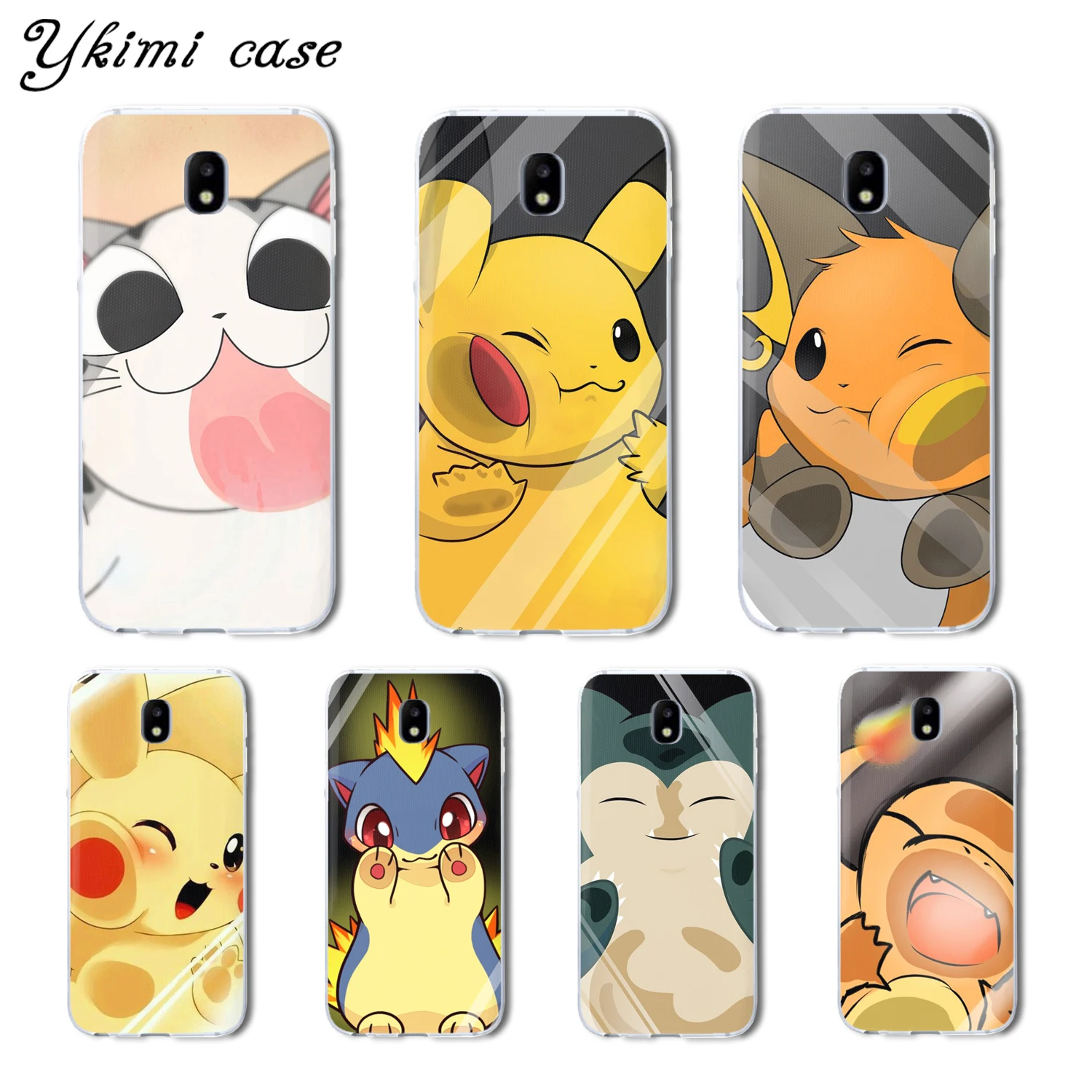 

Ykimi Case For Samsung J3 J5 J7 2017 Eurasian version J3 J4 J6 J8 2018 Case Pokemon face hits the glass Cover Soft TPU Silicone